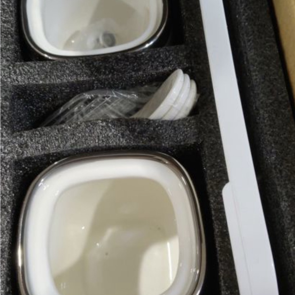 White Ceramic Double Condiment Jars with Spoons - Picture 9 of 10